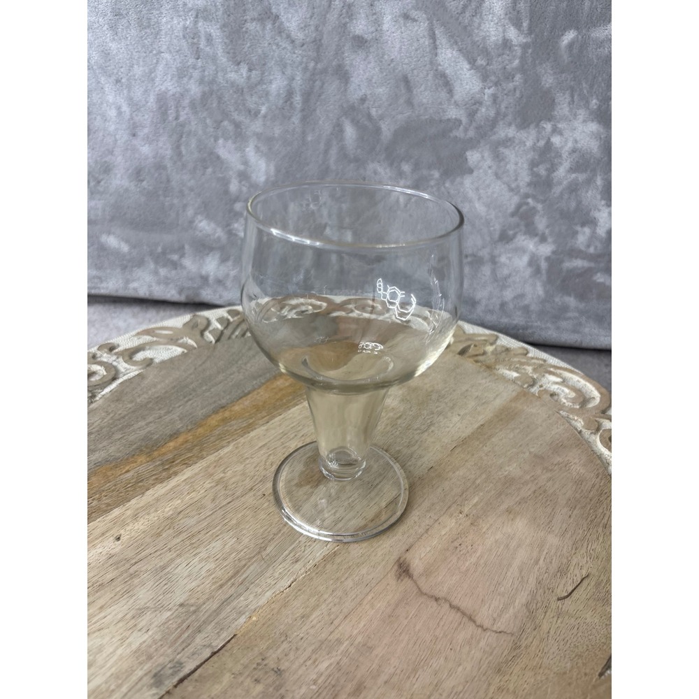 Vintage Clear Glass Wine‎ Goblet Hollow Conical Stem Balloon Bowl MCM Barware